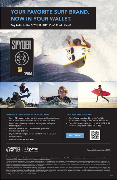 SPYDER SURF VISA CREDIT CARD NOW AVAILABLE!