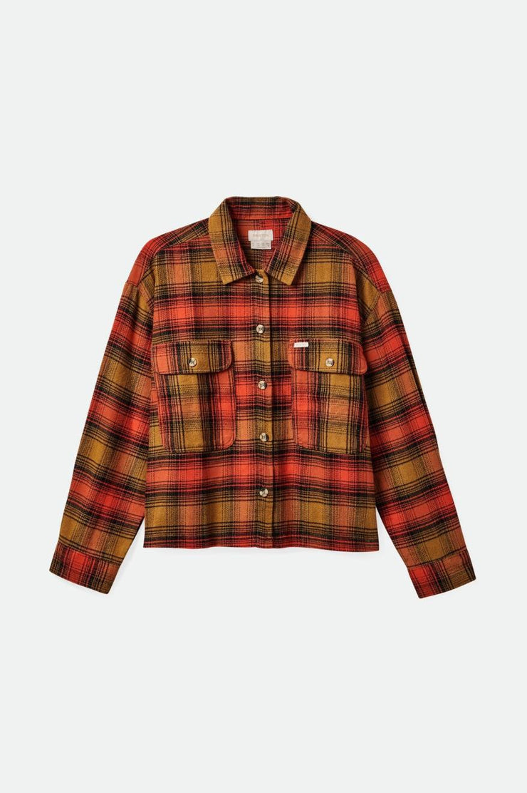 Bowery Women's L/S Flannel - Washed Copper/Barn Red