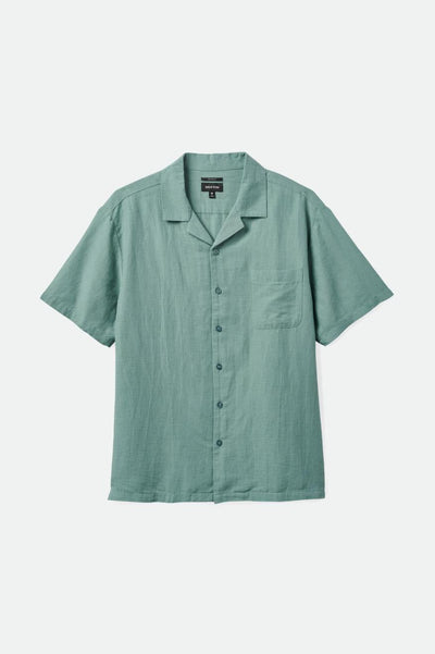 Bunker Linen Blend S/S Camp Collar Shirt - Chinois Green