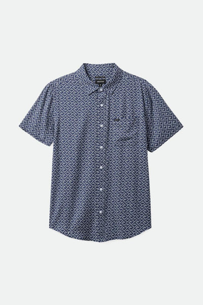Charter Print S/S Woven Shirt - Washed Navy/White Tile