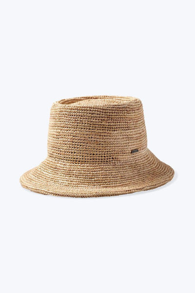 Ellee Straw Packable Bucket Hat - Tan