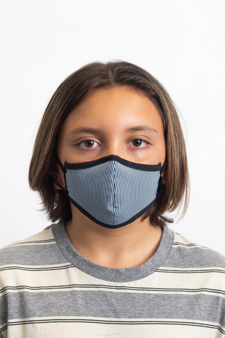 Youth Antimicrobial Face Mask - Black Herringbone