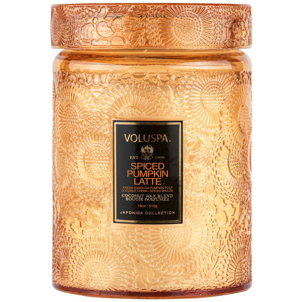 VOLUSPA SPICED PUMPKIN LATTE GLASS CANDLE 73321