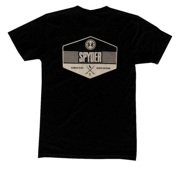 JARVIS DESIGNS, SPYDER SURFBOARDS SHOP HEX TEE <p>MTJJARSHPHEXTEE</p>, [description] - Spyder Surf