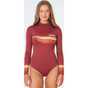 Golden Days Good Coverage Long Sleeve One Piece Swimsuit in Maroon