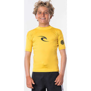 Boy's Corpo Short Sleeve Rash Guard in Yellow
