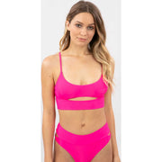 Brights Scoop Crop Bikini Top in Neon Pink