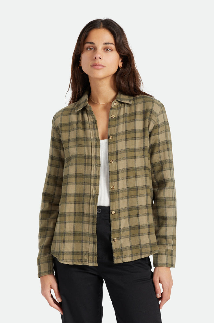 Bowery Women's Soft Weave L/S Flannel - Military Olive