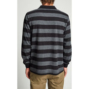 RICHLAND L/S POLO KNIT - CHARCOAL HEATHER/BLACK